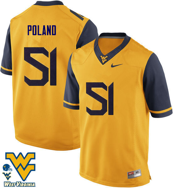 NCAA Men's Kyle Poland West Virginia Mountaineers Gold #51 Nike Stitched Football College Authentic Jersey TS23N76ZP